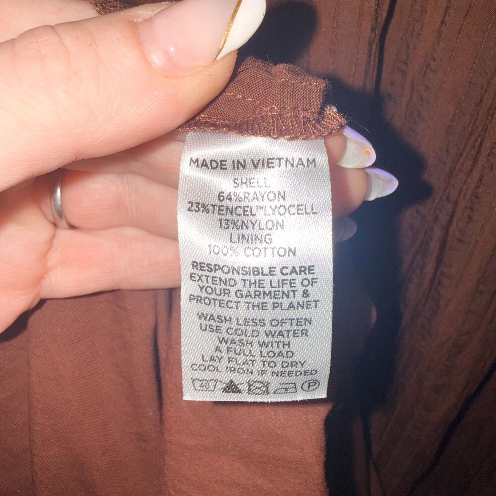 Brown Maxi Dress with Smocked Bodice - Picture 9 of 9